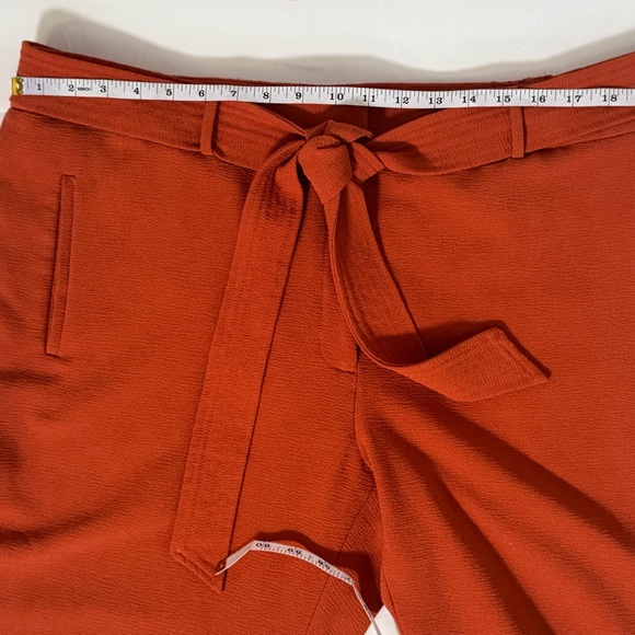 Bar III Burnt Orange Rust Tie Waist Crepe Cropped Dress Pants size 18W - Picture 6 of 7